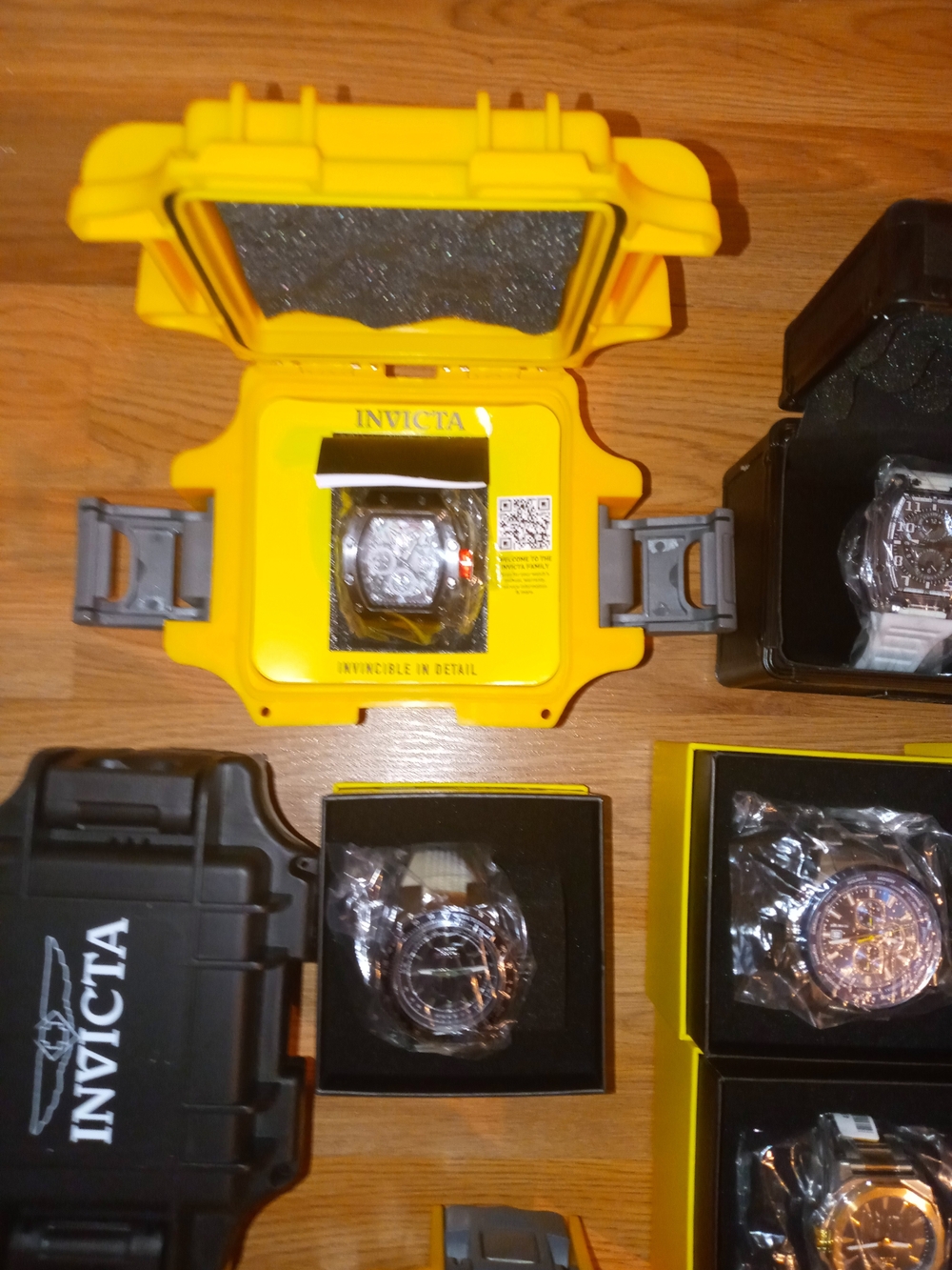 Invicta Men's Watches in Yellow Display Cases And Original Boxes. All Brand New